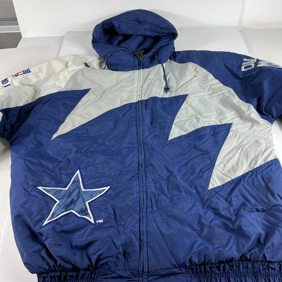 VTG 90s Pro Line NFL Dallas Cowboys Shark Tooth Jacket Extra Large Blue Full Zip - Picture 5 of 16
